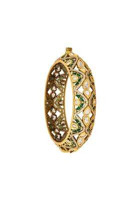 Kushals Fashion Jewellery Ruby Victorian Plated Kundan Bangle for Women Bridal Bridesmaid and Occasion Wear