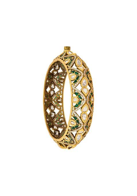 Kushals Fashion Jewellery Ruby Victorian Plated Kundan Bangle for Women Bridal Bridesmaid and Occasion Wear
