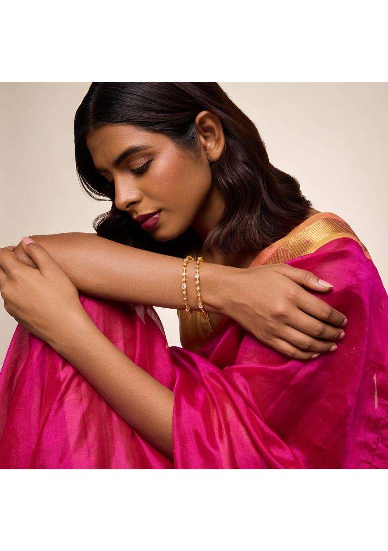Kushals Fashion Jewellery White Gold Plated 925 Silver Temple Bangles for Women Festive - Indya