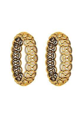 Kushals Fashion Jewellery White Victorian Plated Kundan Bangles for Women Bridal Bridesmaid and Occasion Wear