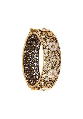 Kushals Fashion Jewellery Green Victorian Plated Kundan Bangle for Women Bridal Bridesmaid and Occasion Wear