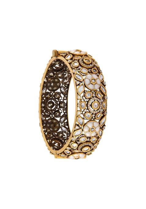 Kushals Fashion Jewellery Green Victorian Plated Kundan Bangle for Women Bridal Bridesmaid and Occasion Wear