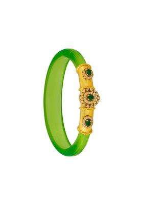 Kushals Fashion Jewellery Ruby Gold Plated 925 Silver Temple Bangle Pendant for Women