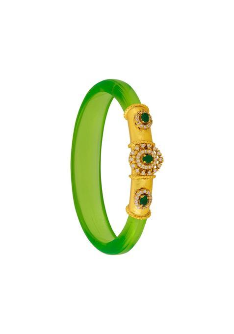 Kushals Fashion Jewellery Ruby Gold Plated 925 Silver Temple Bangle Pendant for Women
