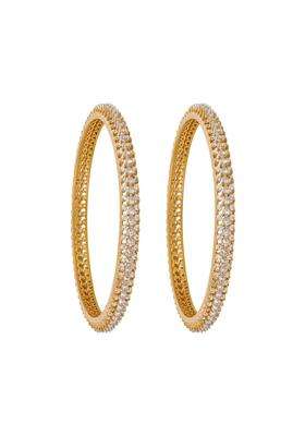 Kushals Fashion Jewellery White Rhodium Gold Plated Zircon Bangles for Women Party Bridal and Occasion Wear