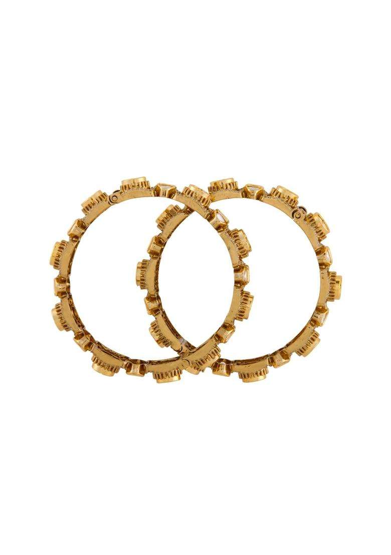 Kushals Fashion Jewellery White Victorian Plated Kundan Bangles for Women Bridal Bridesmaid and Occasion Wear - Indya
