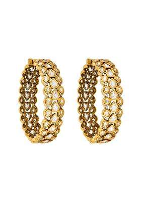 Kushals Fashion Jewellery White Victorian Plated Kundan Bangles for Women Bridal and Occasion Wear