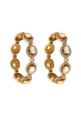 Kushals Fashion Jewellery White Victorian Plated Kundan Bangles for Women Bridal Bridesmaid and Occasion Wear