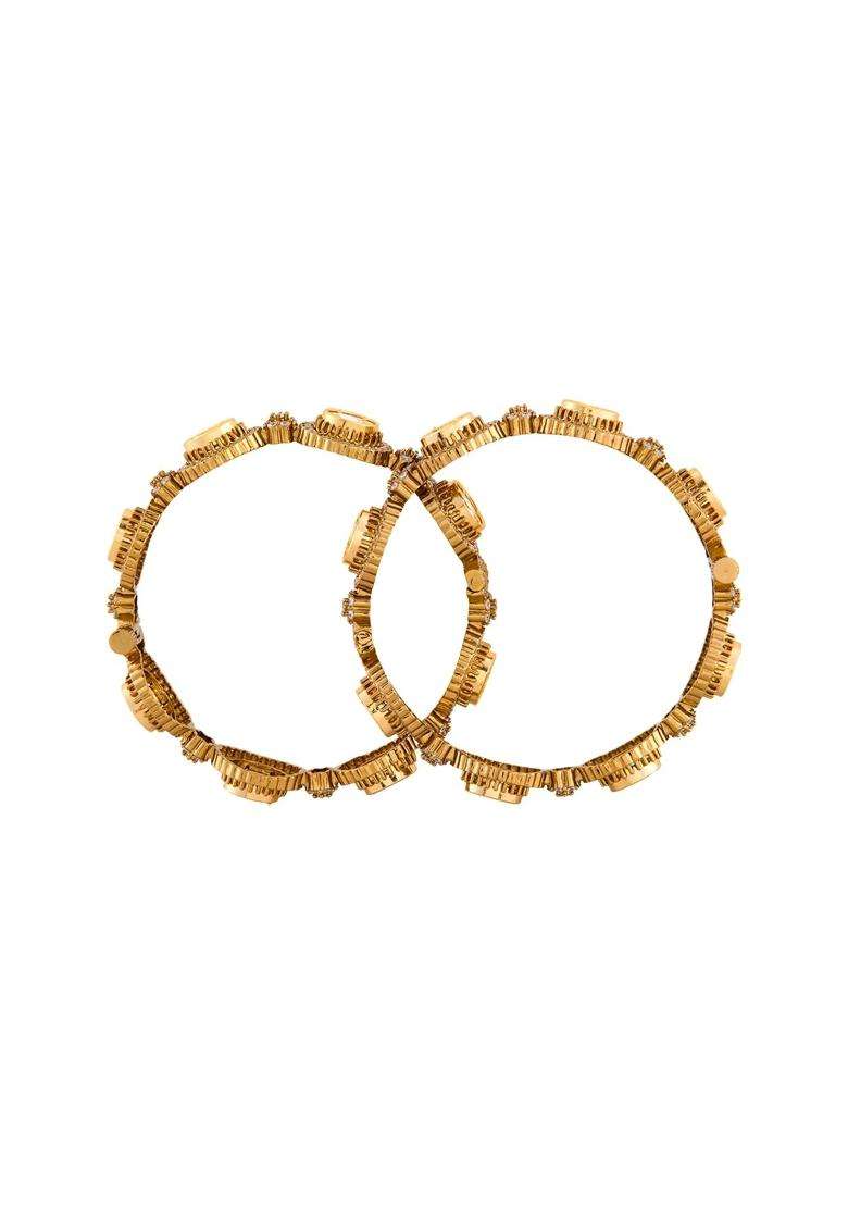 Kushals Fashion Jewellery White Victorian Plated Kundan Bangles for Women Bridal Bridesmaid and Occasion Wear - Indya