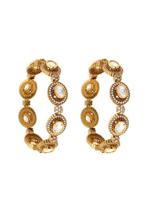 Kushals Fashion Jewellery White Victorian Plated Kundan Bangles for Women Bridal Bridesmaid and Occasion Wear