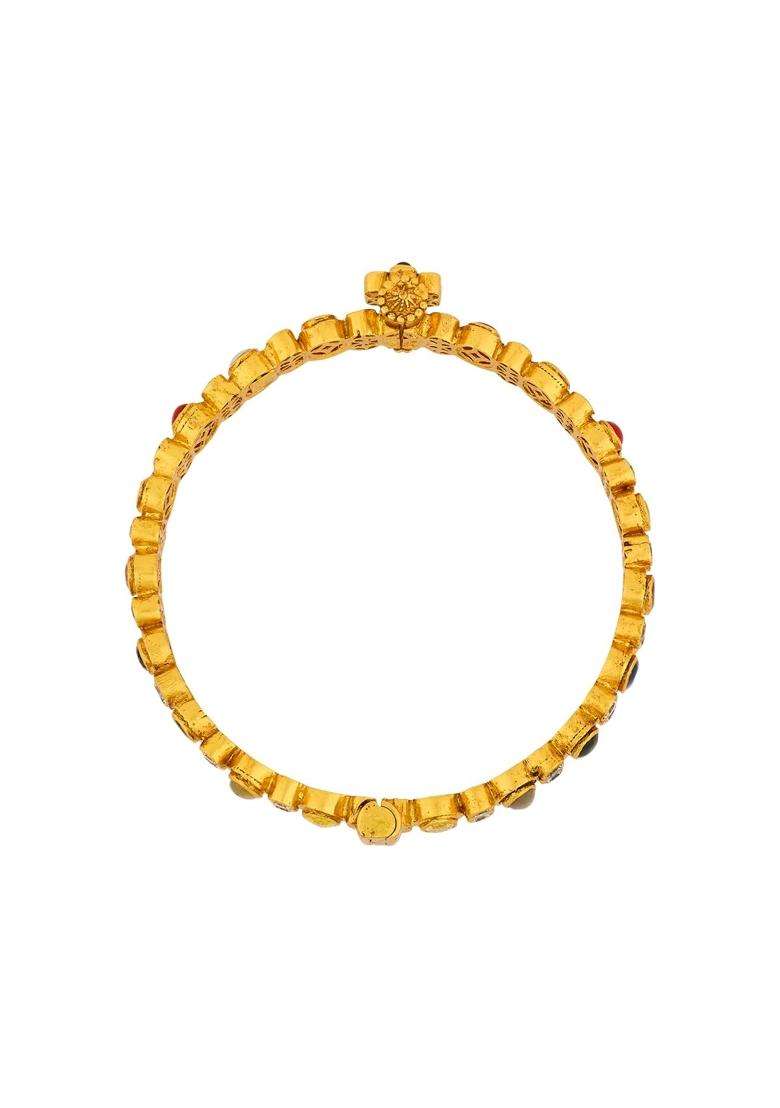 Kushals Fashion Jewellery Ruby Green Gold Plated 925 Silver Temple Bangle for Women Festive - Indya