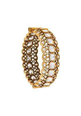 Kushals Fashion Jewellery White Victorian Plated Kundan Bangle for Women Bridal Bridesmaid and Occasion Wear
