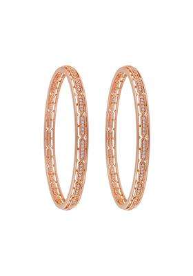 Kushals Fashion Jewellery White Rose Gold Plated Zircon Bangles for Women Festive Bridal and Occasion Wear