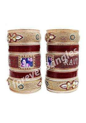 Bangleskart Womens Name and Photo Kangan Maroon Chuda