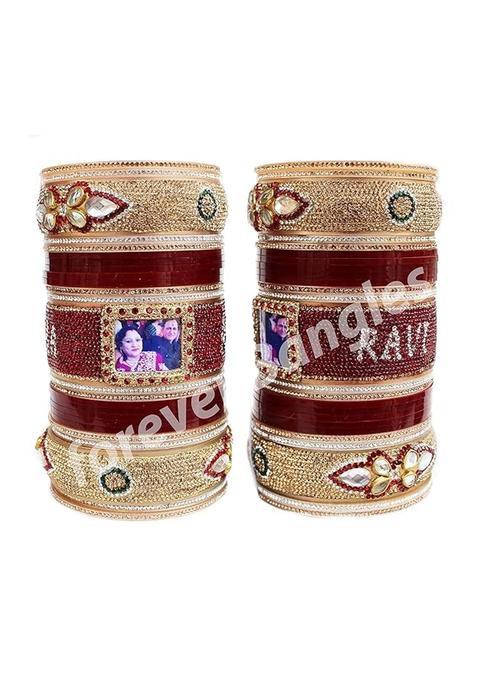 Bangleskart Womens Name and Photo Kangan Maroon Chuda