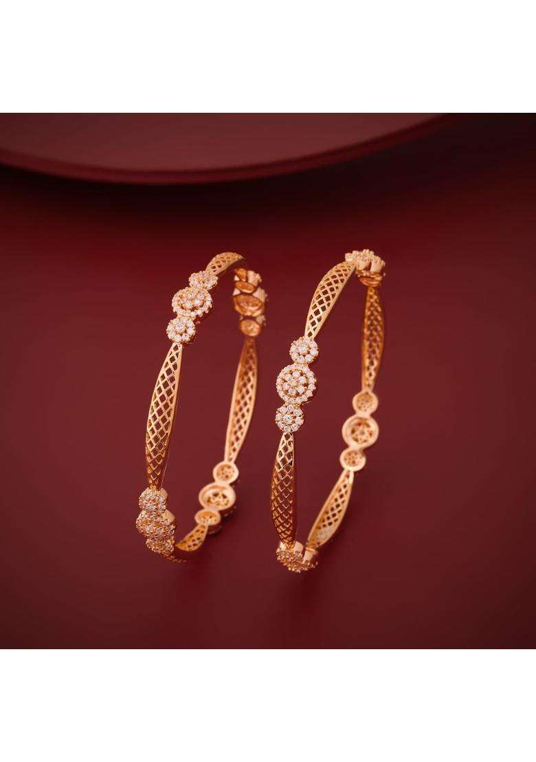 Kushals Fashion Jewellery White Gold Plated Zircon Bangles for Women - Indya