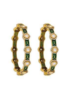 Kushals Fashion Jewellery Ruby Victorian Plated Kundan Bangles for Women Bridal Bridesmaid and Occasion Wear
