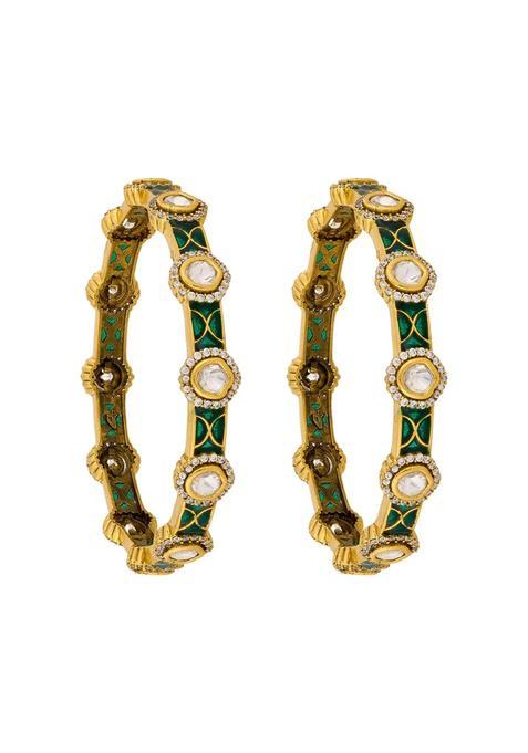 Kushals Fashion Jewellery Ruby Victorian Plated Kundan Bangles for Women Bridal Bridesmaid and Occasion Wear