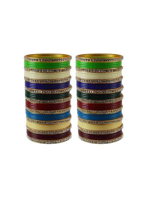 Vidhya Kangan Multi Color Material Acrylic Stone Stud Bangle Extra Large and Plus Size Pack of 42