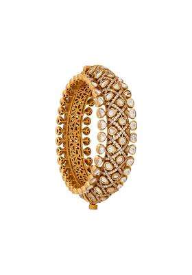 Kushals Fashion Jewellery White Victorian Plated Kundan Bangle for Women Bridal Festive and Occasion Wear