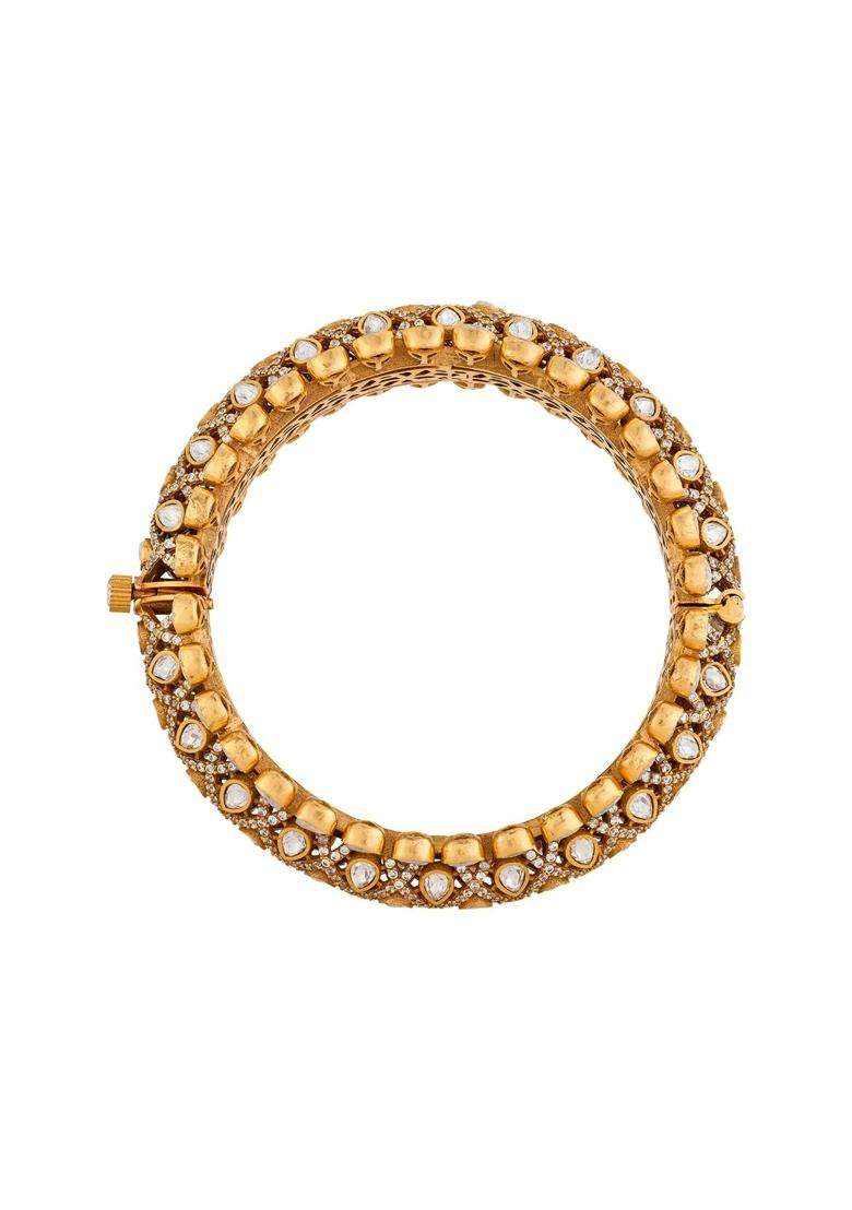 Kushals Fashion Jewellery White Victorian Plated Kundan Bangle for Women Bridal Festive and Occasion Wear - Indya