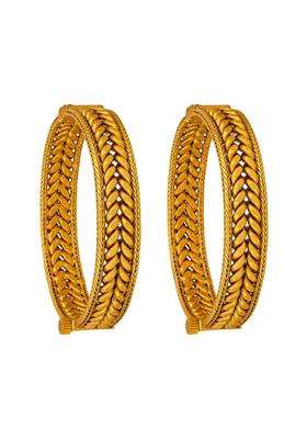Kushals Fashion Jewellery Gold Plated Antique Bangles for Women with Secure Lock