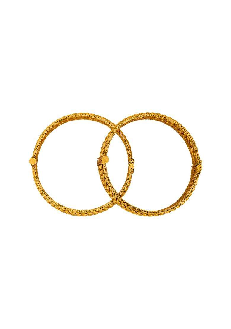 Kushals Fashion Jewellery Gold Plated Antique Bangles for Women with Secure Lock - Indya
