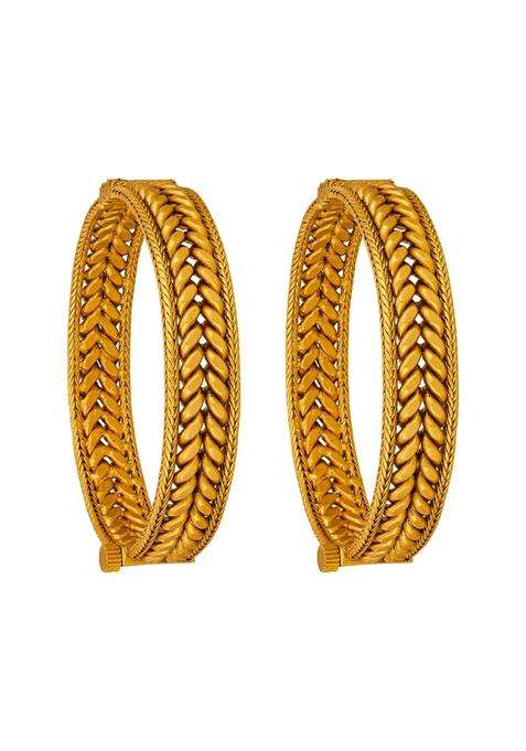 Kushals Fashion Jewellery Gold Plated Antique Bangles for Women with Secure Lock
