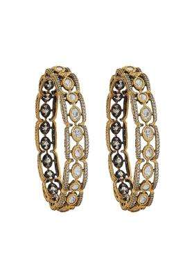 Kushals Fashion Jewellery White Victorian Plated Kundan Bangles for Women Bridal Bridesmaid and Occasion Wear