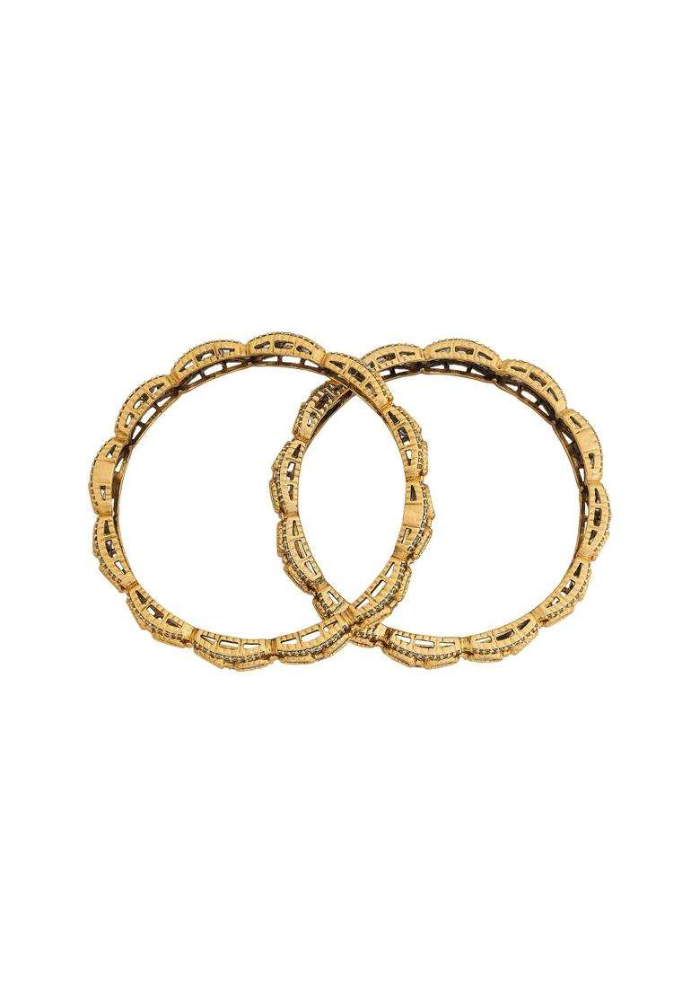 Kushals Fashion Jewellery White Victorian Plated Kundan Bangles for Women Bridal Bridesmaid and Occasion Wear - Indya
