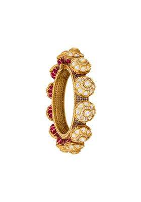 Kushals Fashion Jewellery Ruby Victorian Plated Kundan Bangle for Women Bridal and Occasion Wear