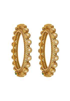 Kushals Fashion Jewellery White Victorian Plated Kundan Bangles for Women Bridal Bridesmaid and Occasion Wear