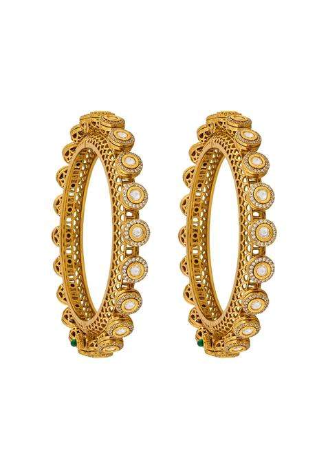Kushals Fashion Jewellery White Victorian Plated Kundan Bangles for Women Bridal Bridesmaid and Occasion Wear