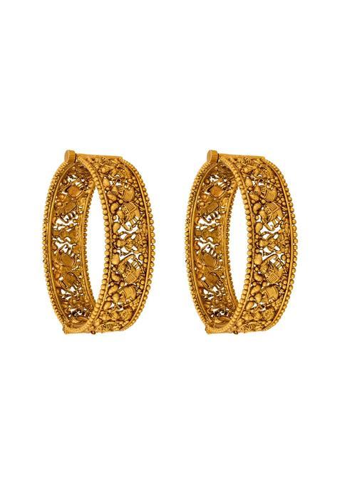 Kushals Fashion Jewellery Gold Plated Antique Bangles for Women Bridal and Occasion Wear