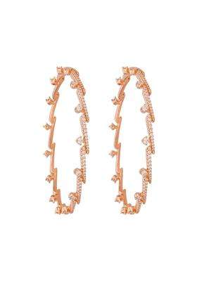 Kushals Fashion Jewellery White Rose Gold Plated Zircon Bangles for Women