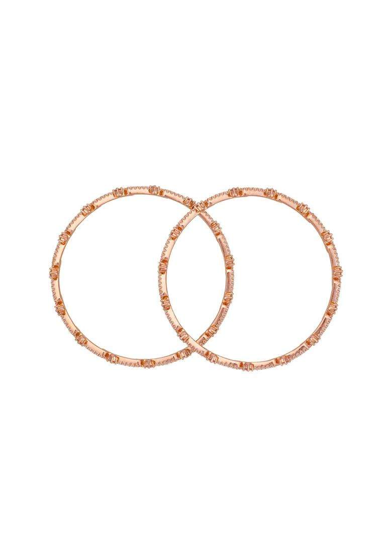 Kushals Fashion Jewellery White Rose Gold Plated Zircon Bangles for Women - Indya