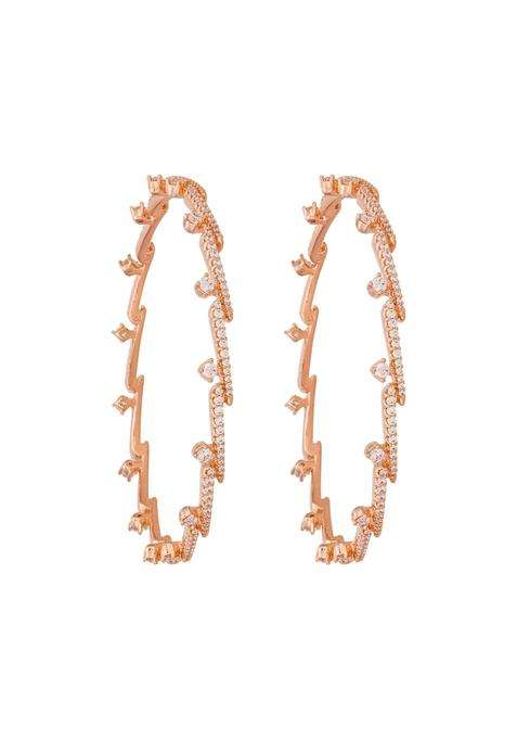 Kushals Fashion Jewellery White Rose Gold Plated Zircon Bangles for Women