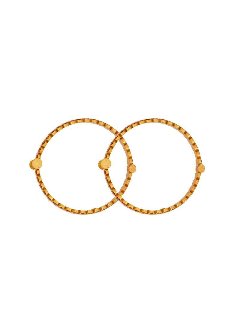 Kushals Fashion Jewellery Ruby Gold Plated 925 Silver Temple Bangles for Women with Secure Lock - Indya