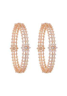 Kushals Fashion Jewellery White Gold Rose Plated Zircon Bangles for Women