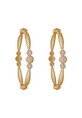 Kushals Fashion Jewellery White Gold Plated Zircon Bangles for Women