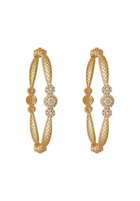 Kushals Fashion Jewellery White Gold Plated Zircon Bangles for Women