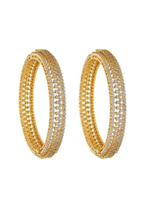 Kushals Fashion Jewellery White Gold Plated Zircon Bangles for Women Party Bridal and Occasion Wear
