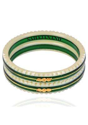 Sahajanand Ornaments Green Crimson Charm Womens Bangle 916 22K 2 Pis