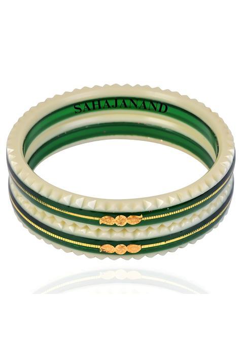 Sahajanand Ornaments Green Crimson Charm Womens Bangle 916 22K 2 Pis