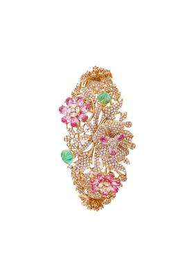 Kushals Fashion Jewellery Multi Gold Rose Plated Zircon Kada for Women with Secure Lock Party