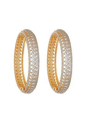 Kushals Fashion Jewellery White Rhodium Gold Plated Zircon Bangles for Women