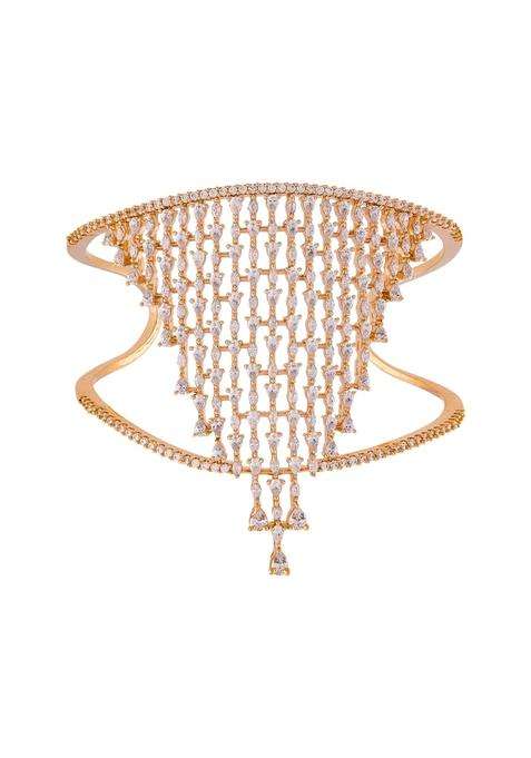 Kushals Fashion Jewellery White Rhodium Plated Zircon Kada for Women Party Bridal and Occasion Wear