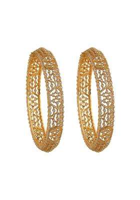 Kushals Fashion Jewellery White Gold Plated Zircon Bangles for Women Party Bridal and Occasion Wear