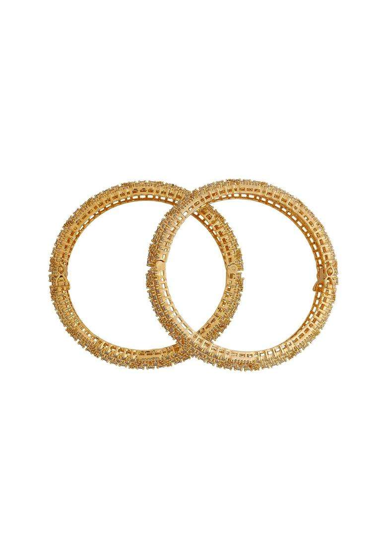 Kushals Fashion Jewellery White Gold Plated Zircon Bangles for Women Party Bridal and Occasion Wear - Indya