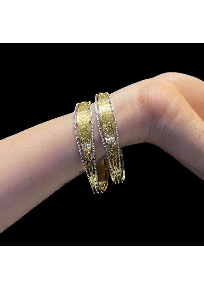 Cygni Bangles Gold Plated CNC Forming Bangles for Women Set of 2 - Indya